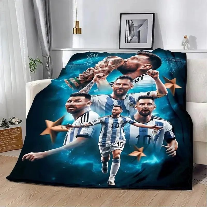 Messi Football Fans Blanket Champion Soft Comfortable Warm Nap Blanket Perfect Christmas Gift for Men Women Kids Living Room Bedroom Sofa Decorative Blanket Holiday Essential