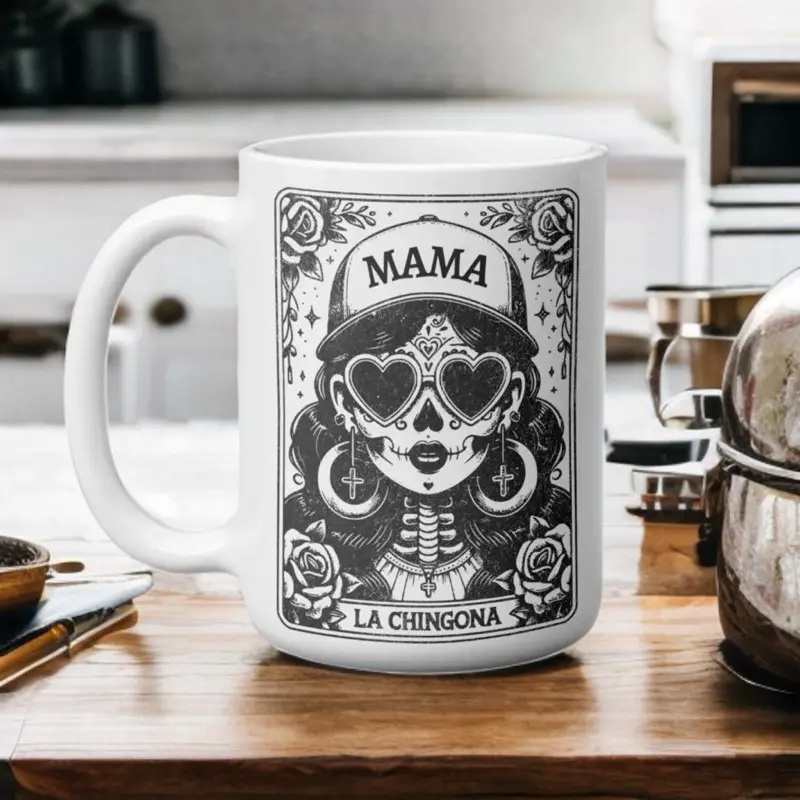Coffee 15oz MAMA CHINGONA Ceramic Coffee Mug, Modern Ceramic Material Drinkware, Reusable Washable Stylish Cup, Mother's Day Gift
