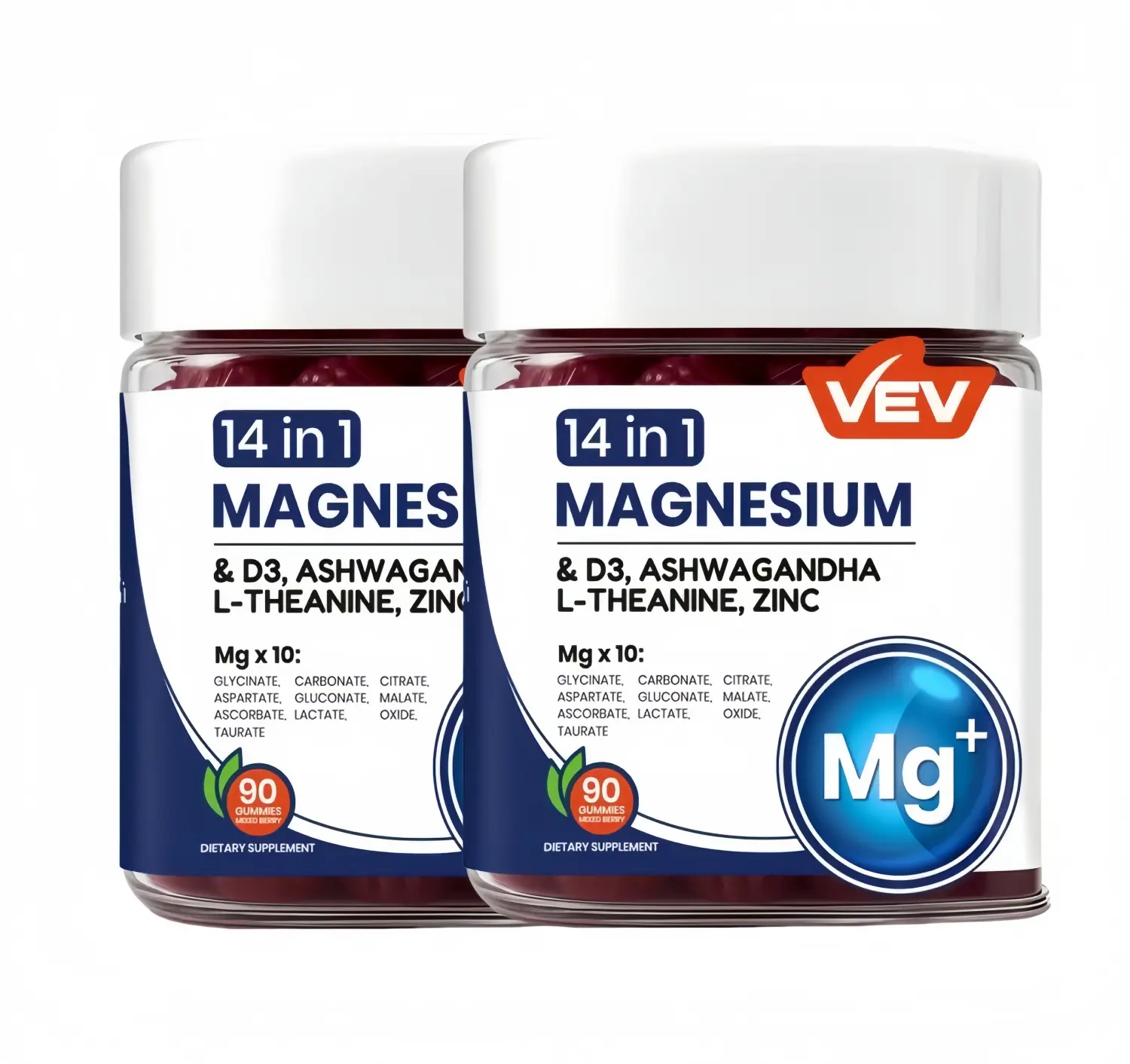 Sugar-Free Vegan Magnesium Complex Gummies with Magnesium Glycinate, Ashwagandha, L-Theanine, Zinc, Vitamin D3 - Mixed Berry Chewable Daily Wellness Mineral Supplement, 90 Count (3 Months Supply) Healthcare Dietary