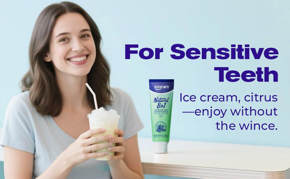 OCCOTAPS Agave Natural Herbal Toothpaste | Blue Agave Extract | Whitens Teeth & Strengthens Enamel |Fluoride-Free | Probiotics + Mint | With Niacinamide