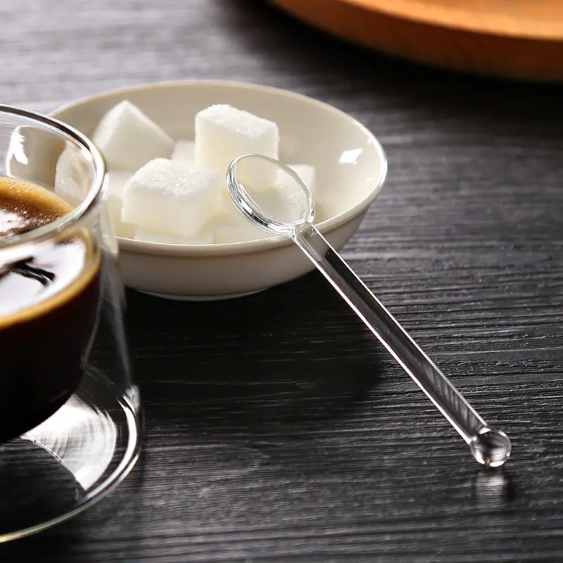 Glass Stirring Spoon, Teaspoons, Mini Coffee Stirrers, Milk Juice Ice Cream Tea Spoon Dessert Spoon Glass Mixing Spoon For Home Party, Clear