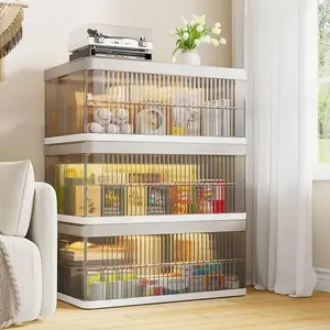 【Clearance】RaybeeFurniture 1/2/3/4/5/6 Pack Transparent Plastic Storage Bins with A Lid, Stackable Storage Containers for Clothes, Makeup, Folding Storage Boxes for Bathroom, Closet Organizers&Storage Bins for Bedroom, Living Room, Office, Dorm, Kitchen