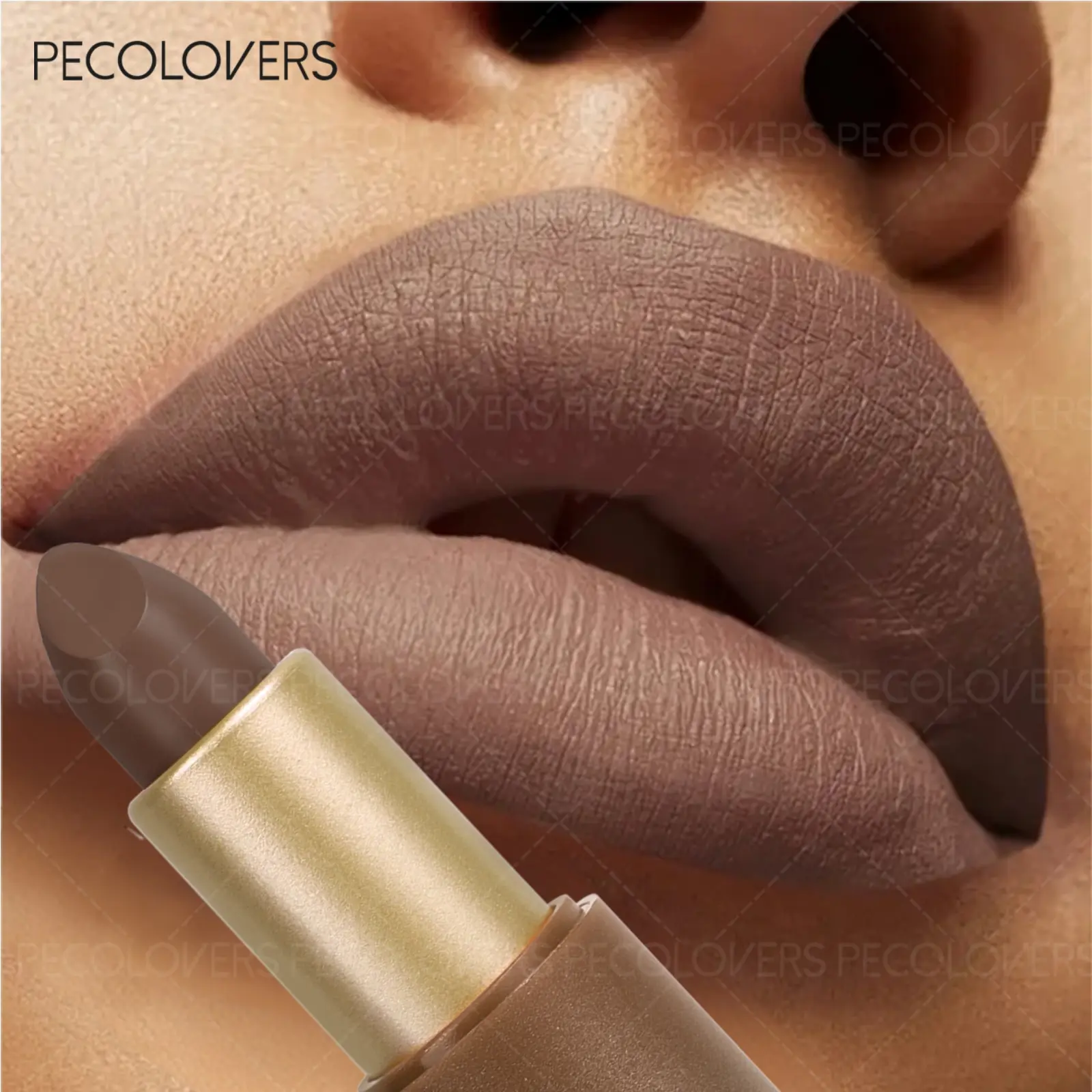 1PC Waterproof Sexy Red Brown Lipstick Easy To Color Lip Glaze Long Lasting Matte Pigmented Velvet Non-stick Cup Lip Tint Makeup Suitable For Christmas And Valentine'S Day Gifts