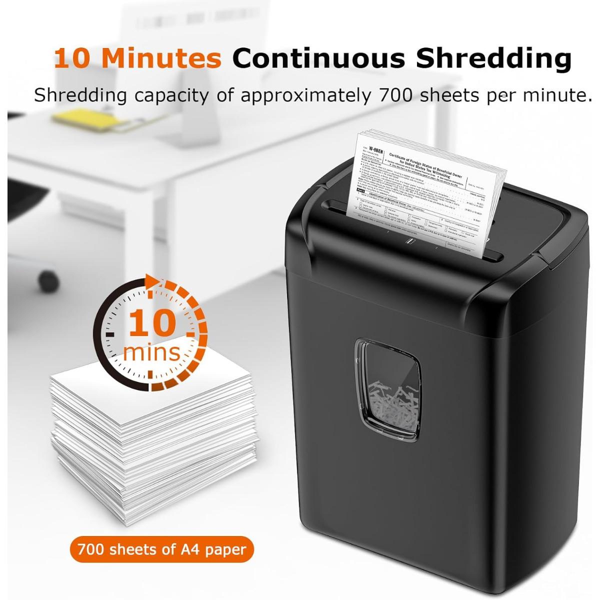 Bonsaii 12-Sheet Cross Cut Paper Shredder, 5.5 Gal Home Office Heavy Duty Shredder for Paper, Credit Card,Mail,Staples, High Security Level P-4 C275-A