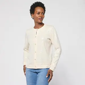 G by Giuliana Sweater Cardigan with Clear Sequins