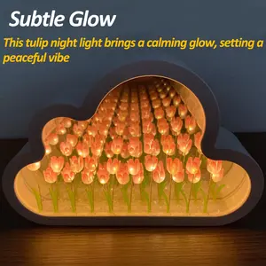 Tulip Cloud Mirror Home Decor Statue & Figurines, Finished Product Decorative For Bedroom Livingroom Destop Decor.