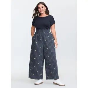 【Summer Turn-Up】BlOOMCHIC Plus Size Floral Embroidered Textured Back-Tie Jumpsuit [1x-6x] 2026 Summer Pick for Mother's Day