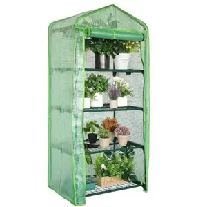 Mini Greenhouse for Indoor Outdoor, Small Plants Green House with 4 Tier Shelves, Portable Plastic Greenhouses with Durable PE Cover for Garden Backyard Patio Balcony Porch Grow Tent System Growing Kit