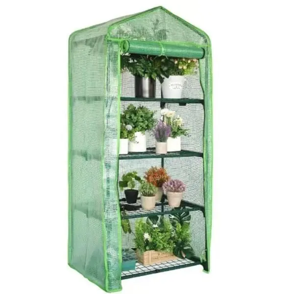 Mini Greenhouse for Indoor Outdoor, Small Plants Green House with 4 Tier Shelves, Portable Plastic Greenhouses with Durable PE Cover for Garden Backyard Patio Balcony Porch Grow Tent System Growing Kit