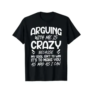 clothing merch flash sale tiktok shop deals Funny "Arguing with Me Pointless I Knew I Was Wrong" Lightweight Short Sleeve Tee with Humorous Print, Round Neck Casual Top for &, Gym,, Casual Attire - Machine Washable Funny Statement Shirt Crewneck Fabric