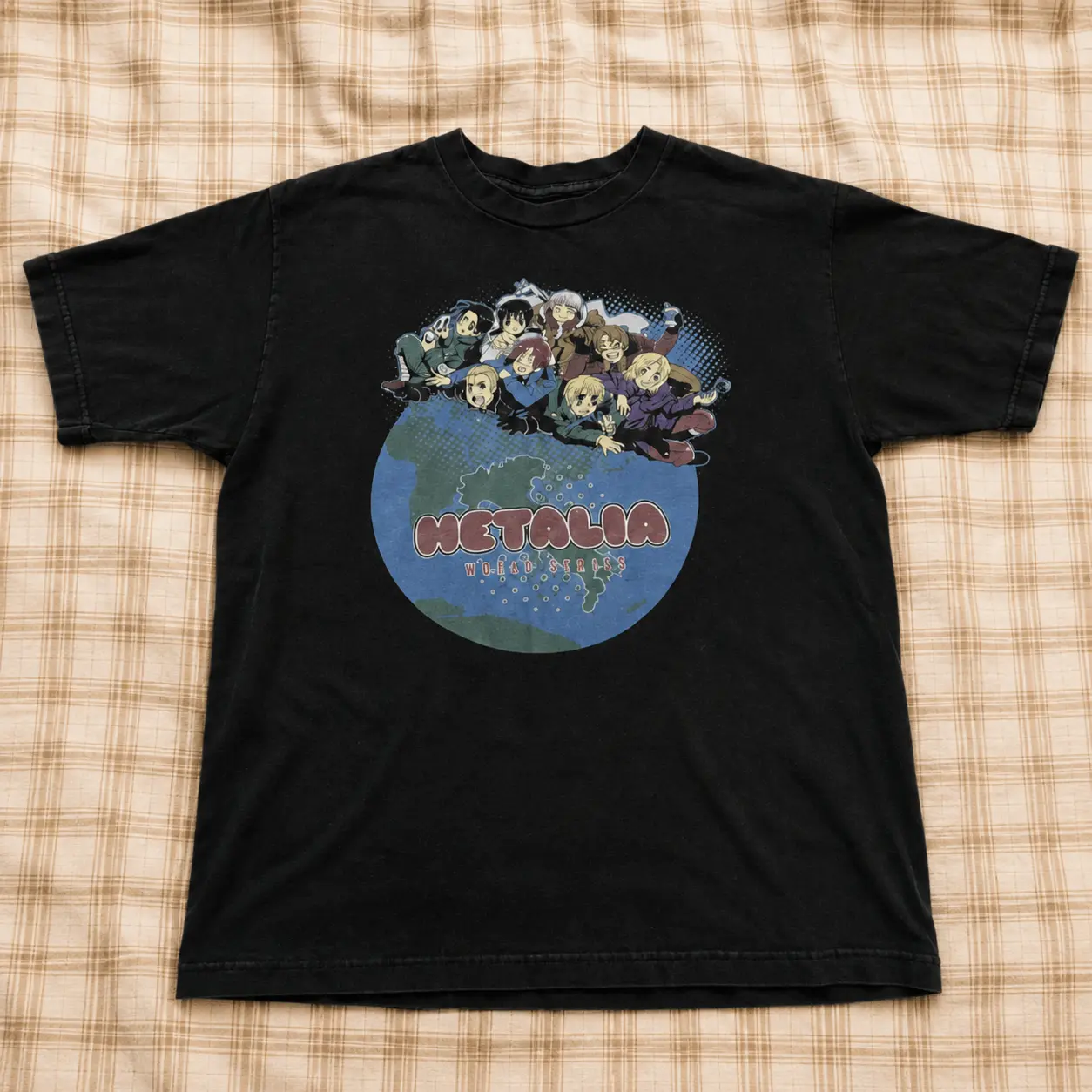Vintage Style HETALIA Japan Anime Graphic Tee – Black Manga Shirt