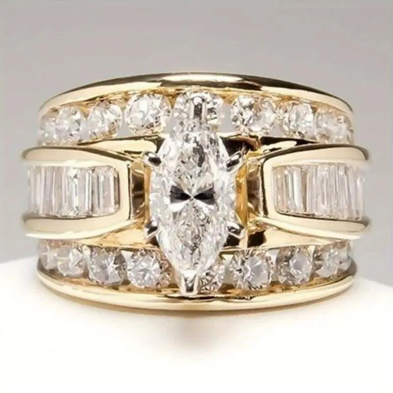 1pc Shining Elegance Cubic Zirconia Decor Ring For Wedding Engagement Promise Bride eternity Ring Anniversary Ring  Valentine's Christmas Day Gift Marriage Ring
