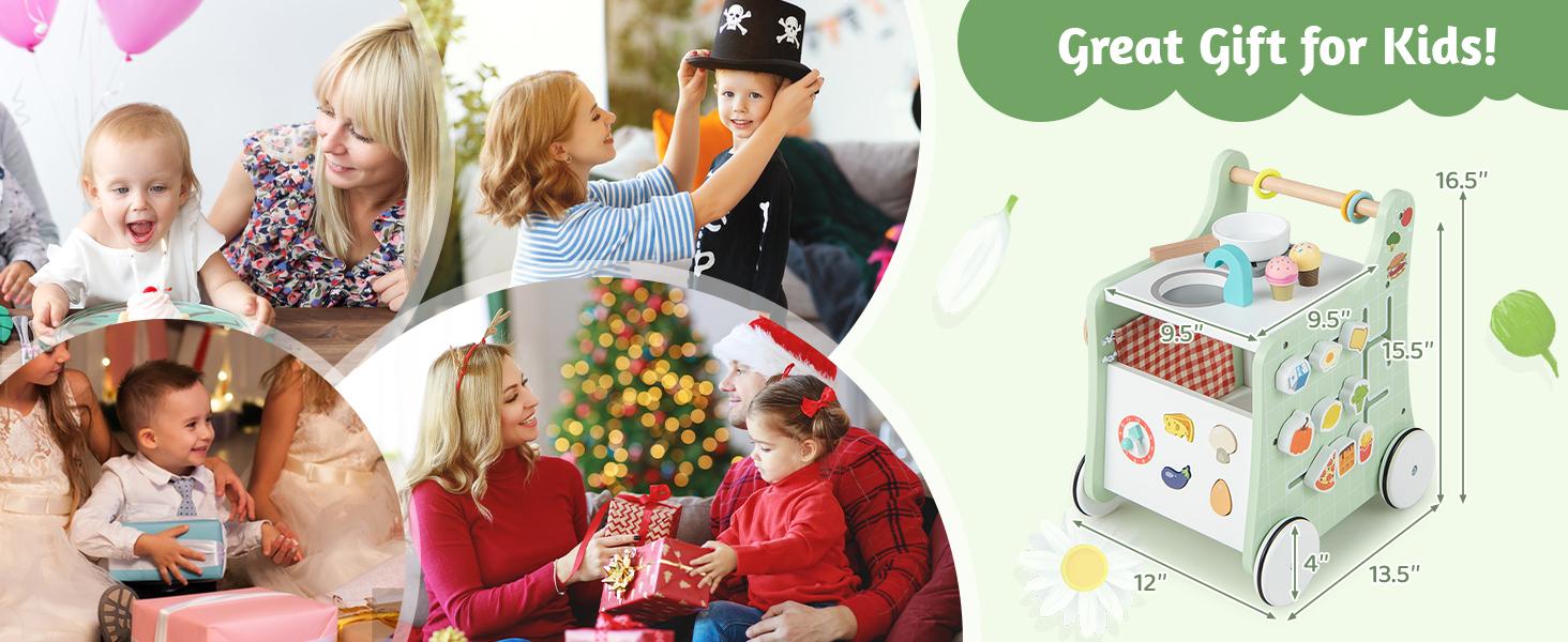 Costzon Montessori Educational Toy, Push and Pull Sit-to-Stand Learning Walker Activity Center, Wooden Baby Walker,Toddler Pretend Play Playset,Push Walker for Boys Girls Costzon Montessori Educational Toy, Push and Pull Sit-to-Stand Learning Walker Activity Center, Wooden Baby Walker,Toddler Pretend Play Playset,Push Walker for Boys Girls