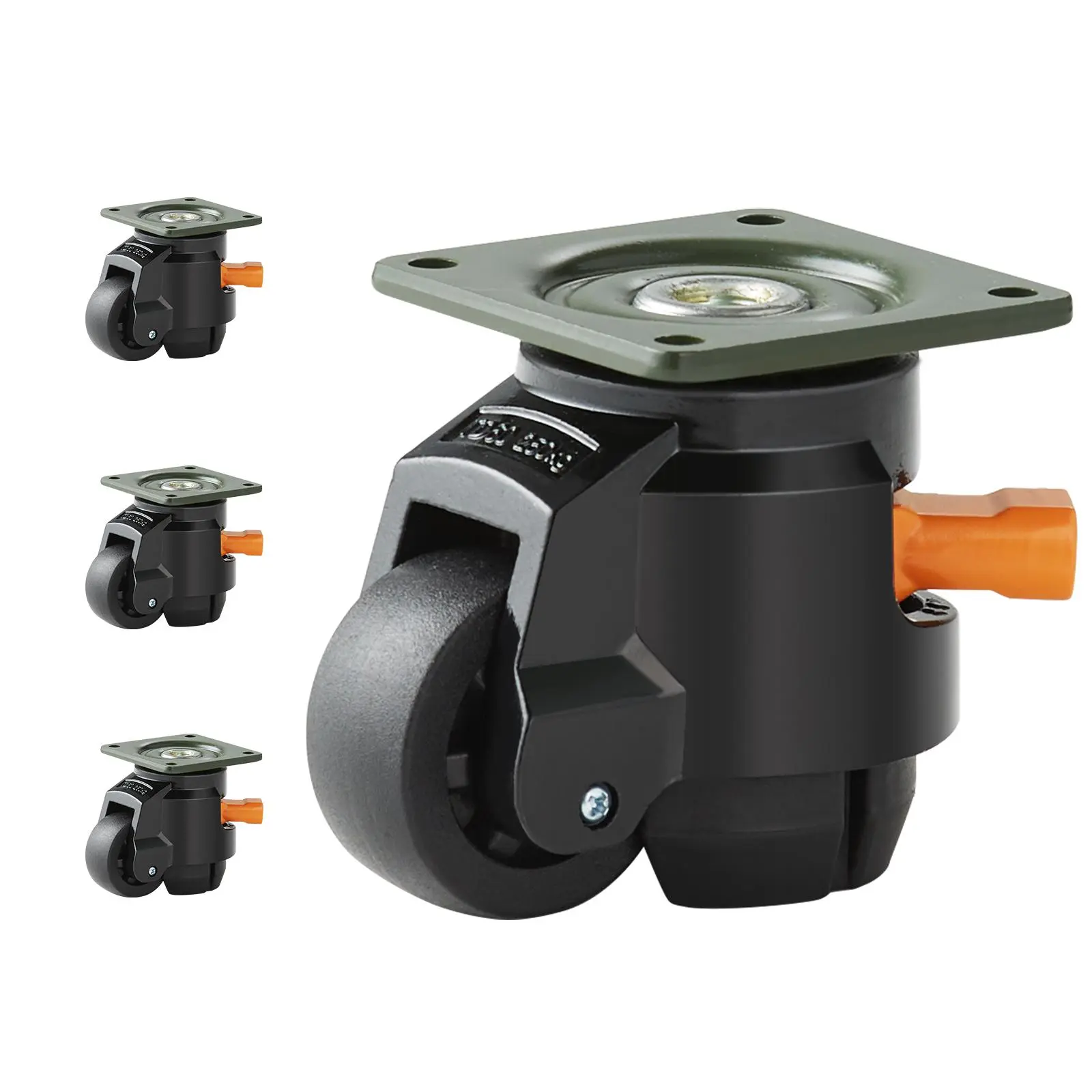 VEVOR Leveling Casters,  4-Pack Heavy Duty 360° Swivel Caster Wheels Hold up to 1100 lbs Load, 2 inches Caster Diameter, Adjustable Casters with Upgraded Handle Design and Feet for Workbench & Machine#BackToSchool