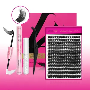 Veyesbeauty VB-Xtreme Cluster Lashes 3D DIY Mixed Length Extra Large Pallet of 210 Clusters 10-18mm Lashes Individual Lash Extensions Layered Eyelashes Wispy Faux Mink Lash Newbie's Five-Second for Self Application Makeup at Home