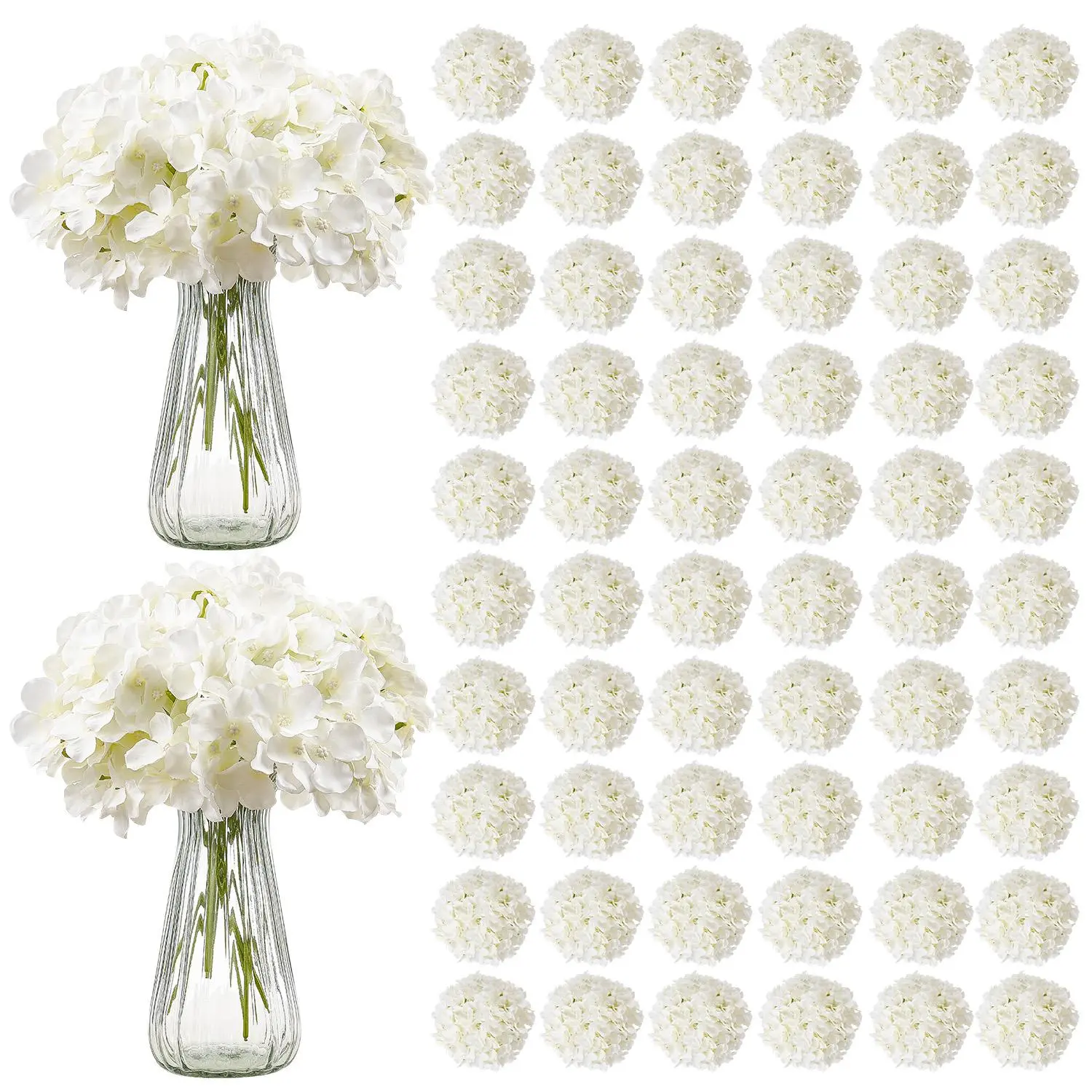【SummerFinds】VEVOR Artificial Flowers, 205 pcs Real Looking White Silk Fake Hydrangea Bulk, White Faux Bridal Shower with Stems for DIY Wedding Bouquets, Home Centerpieces Arrangements, Party Tables Decorations