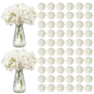 VEVOR Artificial Flowers, 205 pcs Real Looking White Silk Fake Hydrangea Bulk, White Faux Bridal Shower with Stems for DIY Wedding Bouquets, Home Centerpieces Arrangements, Party Tables Decorations