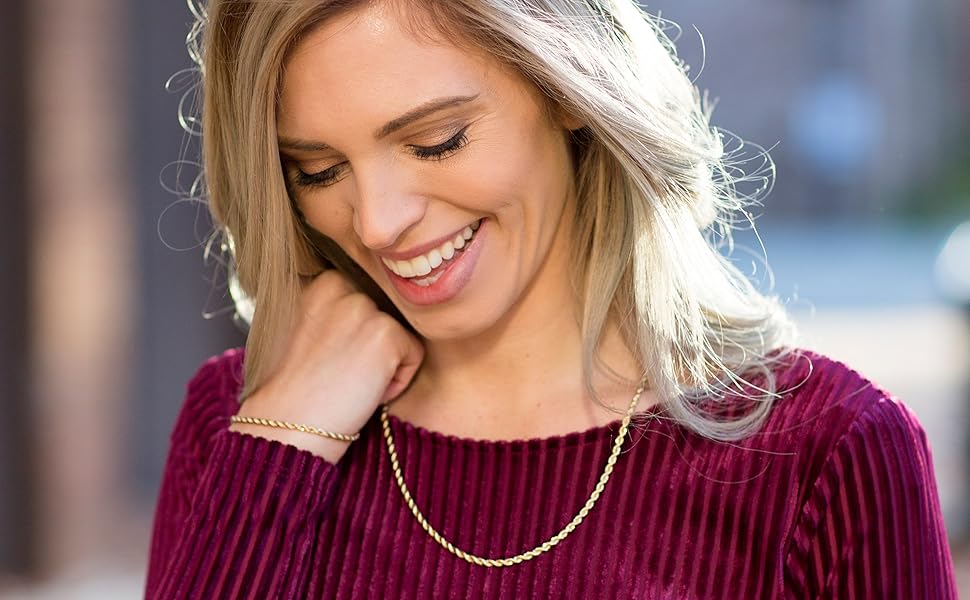 Jewelfairy Rope Chain 2mm 3mm Stainless Steel Twist Chain Necklace for Men Women 18 Inches-24 Inches