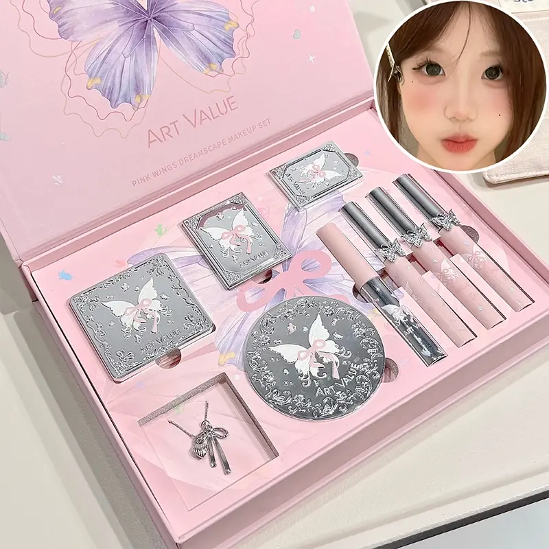 8-piece makeup set including eye shadow, powder blusher, highlighter, powder, mascara, velvet lip gloss, suitable for daily and party looks, full-face makeup kit Cosmetic Makeup Set Beauty Bundle Kit Beauty Sets