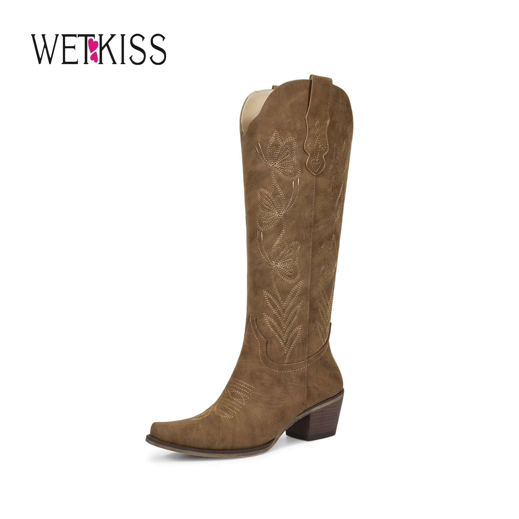 Wetkiss Vintage Western Cowboy Boots with Butterfly Embroidery,Zipper and Chunky Heel for Chic Everyday Look,Women's Shoes,Women's Boots #WeeklyDeals#tiktokshopbacktoschool #tiktokshopsummersale