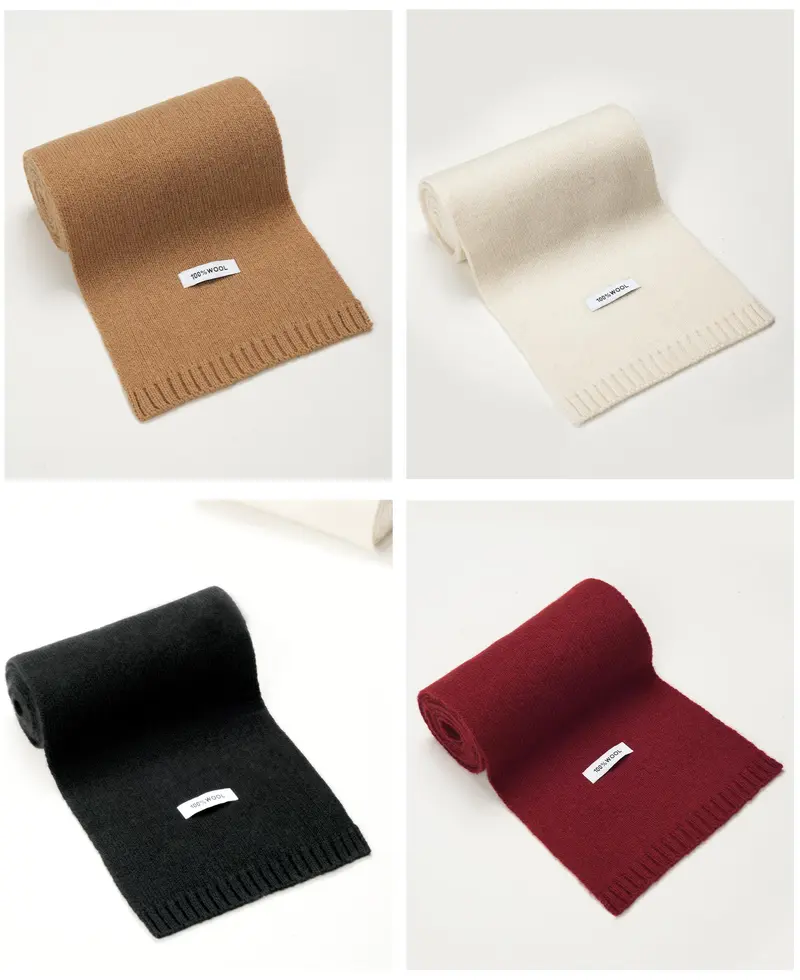 100% Wool Solid Color Scarf Elegant Thickened for Women  Men Fashion Accessories for Fall  Winter Chunky Herringbone Casual All - Season Wear balaclava floral print long scarf leopard hat stylish formen and outdoor