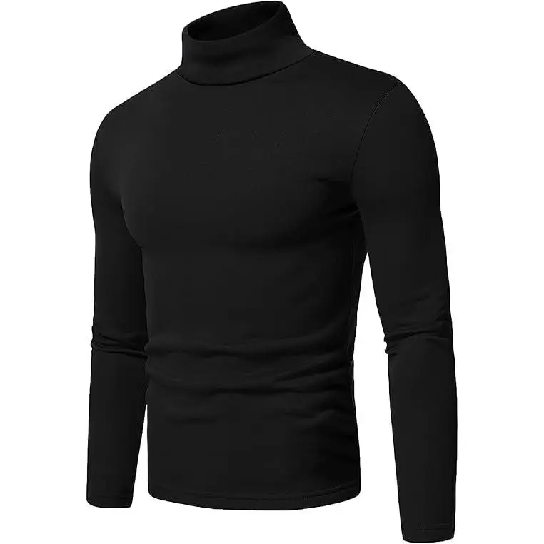 URBAN BUCK Mens Turtleneck Long Sleeve Shirt Ribbed Knitted Casual Tshirt Slim Fit Cotton Mock Turtle Neck Kyle Pullover Sweater Winter Wear Knitwear