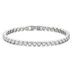 14K Gold Plated Tennis Bracelet - 3mm Cubic Zirconia Classic Dainty Chain - Tarnish Resistant Everyday Jewelry for Women - 6.5 Inch
