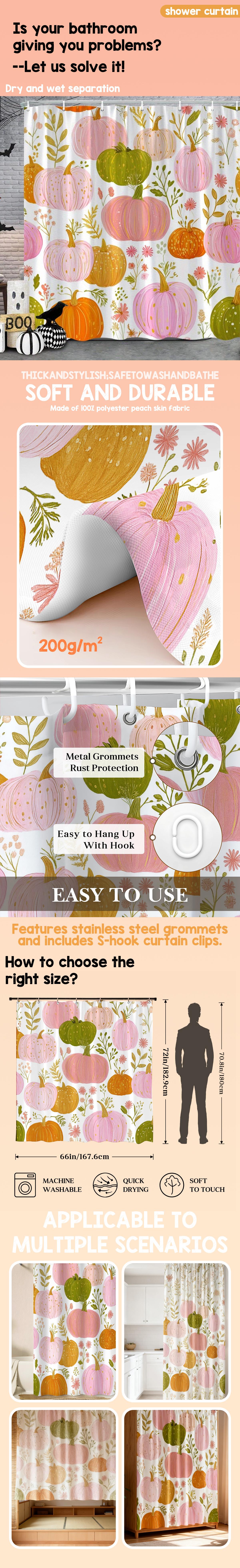 1pc Gothic Crow & Floral Shower Curtain - Black & White Botanical Print Machine Washable Polyester with Hooks Modern Elegant Bathroom Decor Smooth Texture Fabric for Stylish Home Aesthetics Bathroom Decor and Accessories