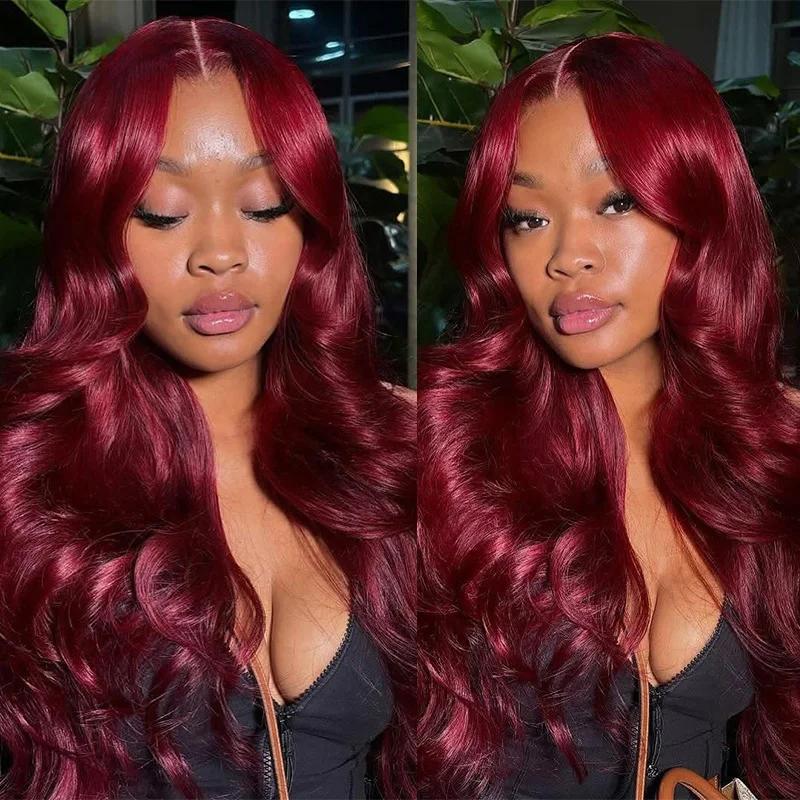 Burgundy 9x6 Gluelsss Wigs Body Wave Human Hair Wigs 99J Body Wave 13X6 Lace Frontal Wig Brazilian Colored Body Wave Lace Wig Pre Cut Pre Plucked For Black Women TikTokShopHolidayHaul Burgundy 9x6 Gluelsss Wigs Body Wave Human Hair Wigs 99J Body Wave 13X6 Lace Frontal Wig Brazilian Colored Body Wave Lace Wig Pre Cut Pre Plucked For Black Women TikTokShopHolidayHaul