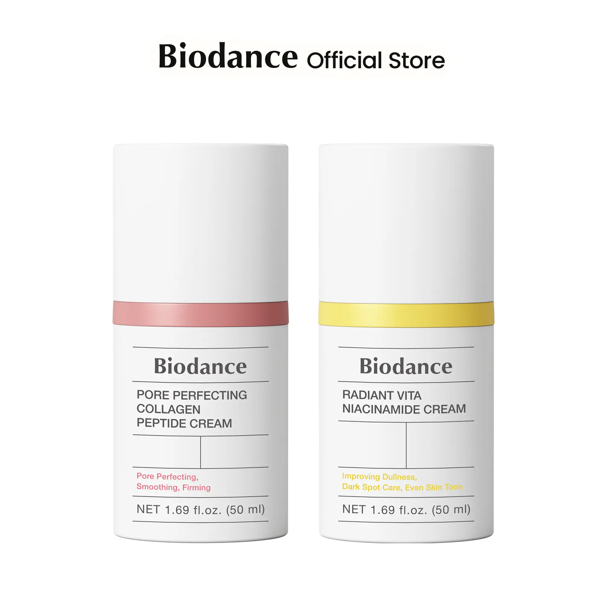 [Biodance Official] Collagen Peptide & Vita Niacinamide Cream Duo | For Firm&Radiant Skin, Pore Perfecting, Pore Eraser, Brightening, Dark Spot Correcting, Anti-Aging, Hydrating, Plumping, Facial Moisturizer, Cream Bundle, Double Cream | Korean Skincare