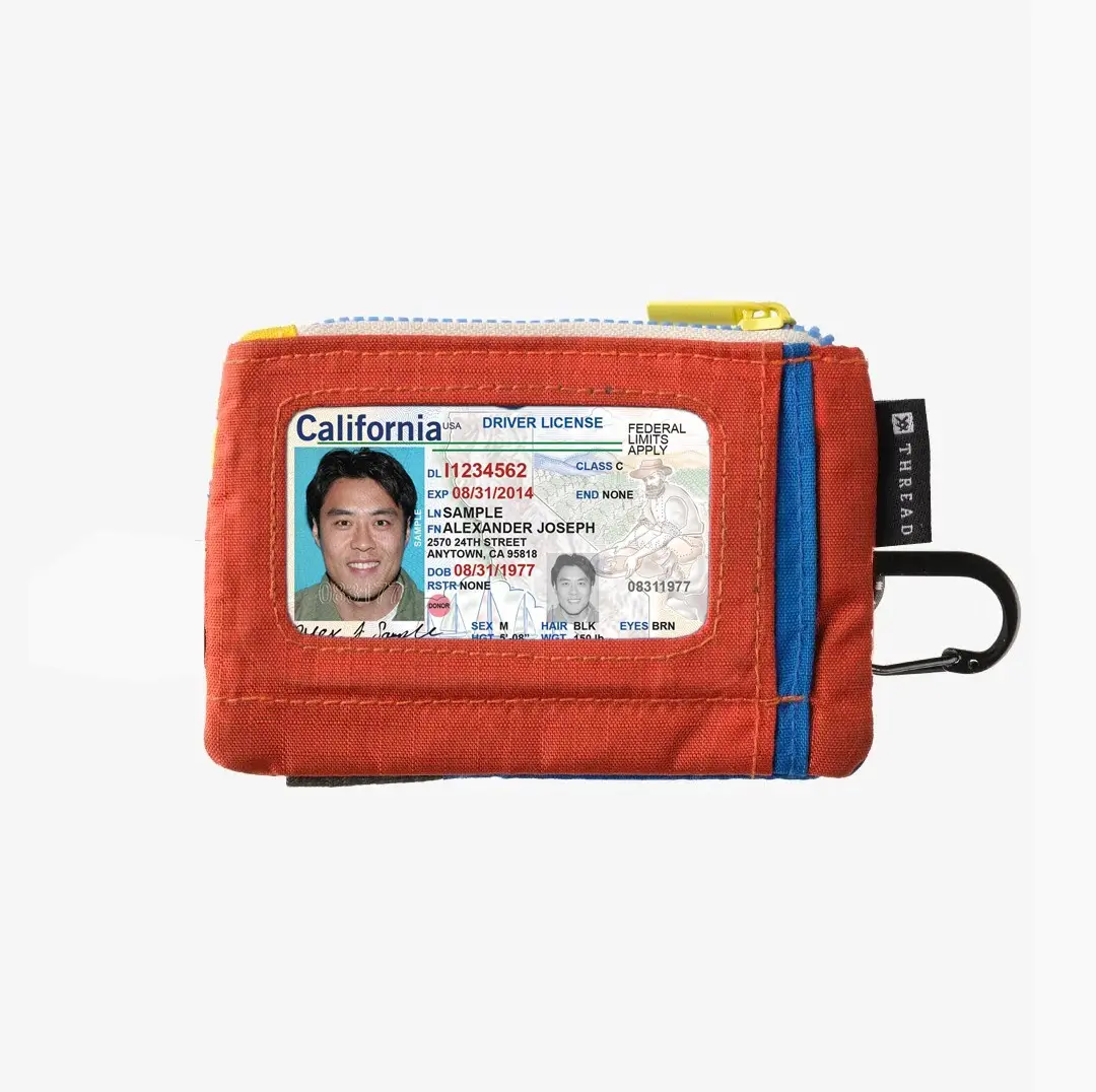 Thread Slim Pouch Wallet & Card Holder - Purse for Women with Zip Closure, Key Stash Compartment, Clear ID Pocket, and Two Zip Coin/Card Compartments