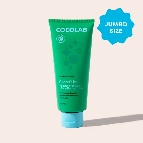 COCOLAB Jumbo Cocoshine Whitening Toothpaste with 15.5% NanoXIM Nano-Hydroxyapatite, Organic Aloe & Coconut Oil, 7oz, Dentist-Designed Oral Care for a Cleaner, Brighter Smile