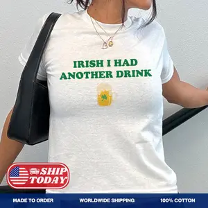 Irish I Had Another Drink Baby Tee, Funny St Patrick's Day Y2K Crop Top, Cute Drinking Irish Shirt, Gift For St Patrick's Day, Irish Tee
