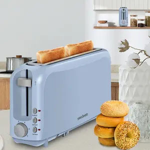2 Slice Slim Toaster, Single 10" Long Slot Toaster Fits Bagels & Artisan Bread, 6 Shade Settings, Cancel/Reheat/Defrost, Removable Crumb Tray, Auto Shut-Off, Blue