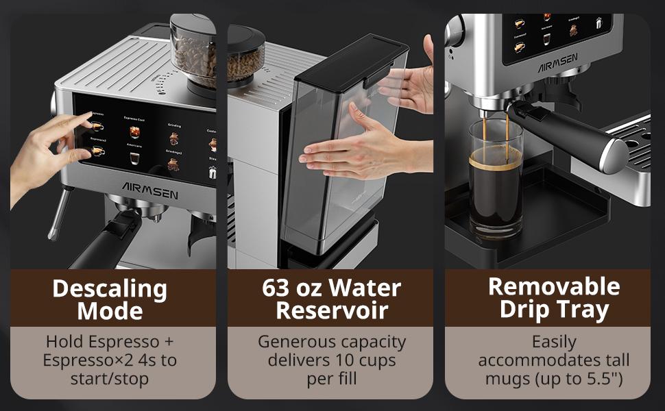 Espresso Coffee Machine with Grinder,20 Bar,Household Stainless Steel, Professional Espresso Maker with Removable Water Tank,Milk Frother BCM2316 Espresso Coffee Machine with Grinder,20 Bar,Household Stainless Steel, Professional Espresso Maker with Removable Water Tank,Milk Frother BCM2316