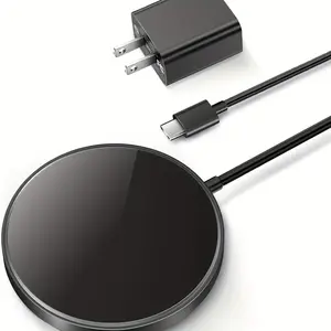 15W Magnetic Wireless Charger Pad - Fast MagSafe-Style Charging for iPhone 17/16/15, Slim Aluminum Design, Mobile Device Protection Accessory