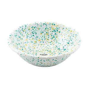 EDING Korean Ceramic Salad Bowl - Tahitian Mint Splatter Dessert & Yogurt Bowl