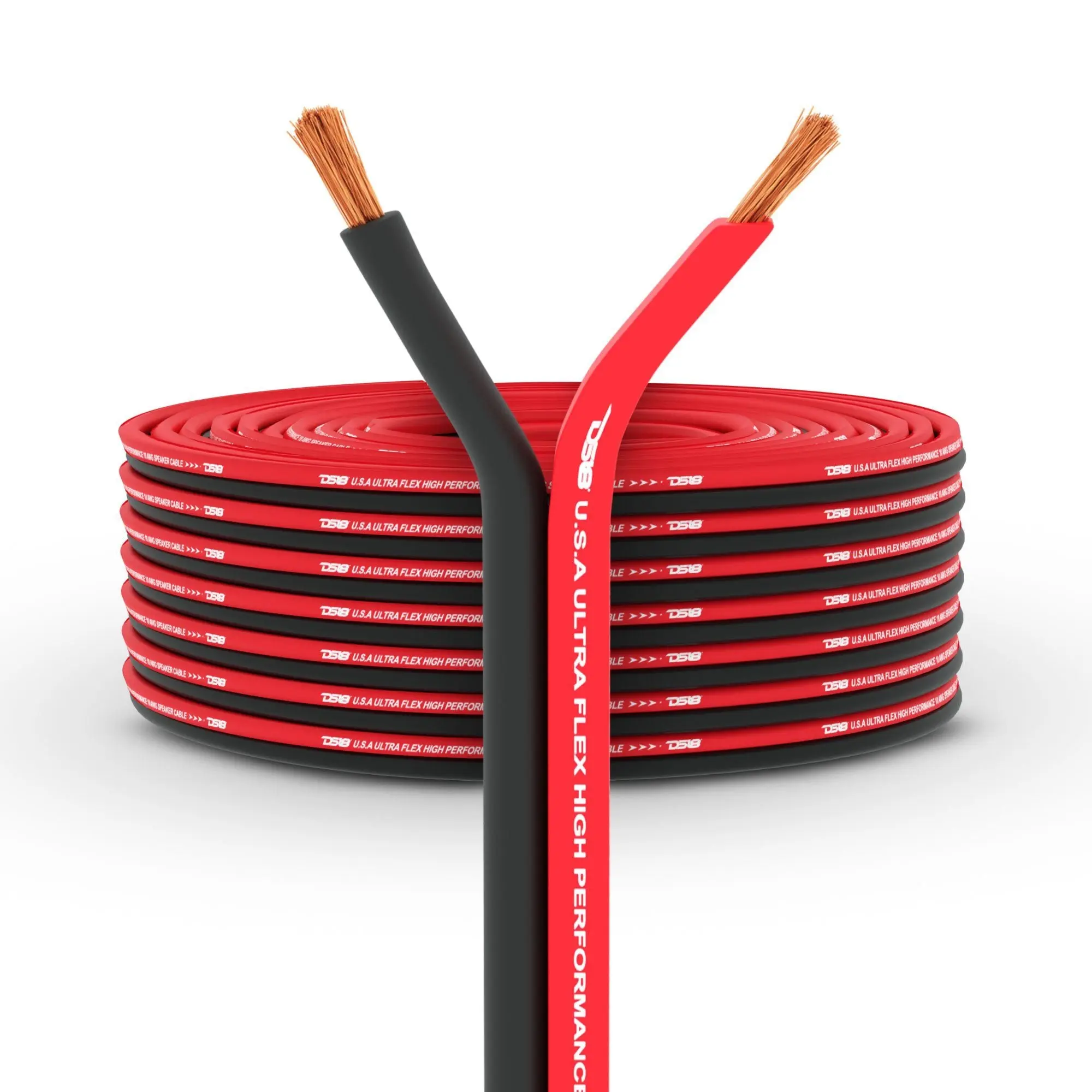 DS18 16-GA Flexible Copper Clad Aluminum (CCA) Speaker Wire - 100 Ft Equal +/- Pairs Speaker Cables, High Thermal Capacity Audio Wiring for Car Audio Systems with Smooth Current Flow