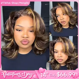 [Free Upgraded 7x6 Side Part] Menglle Hair Honey Blonde Highlight 200% Density 7X6 Lace Front Wig Pre Cut Lace Ready to Go Human Hair Wigs Medium Cap Size#springfresh#GiftedInLove
