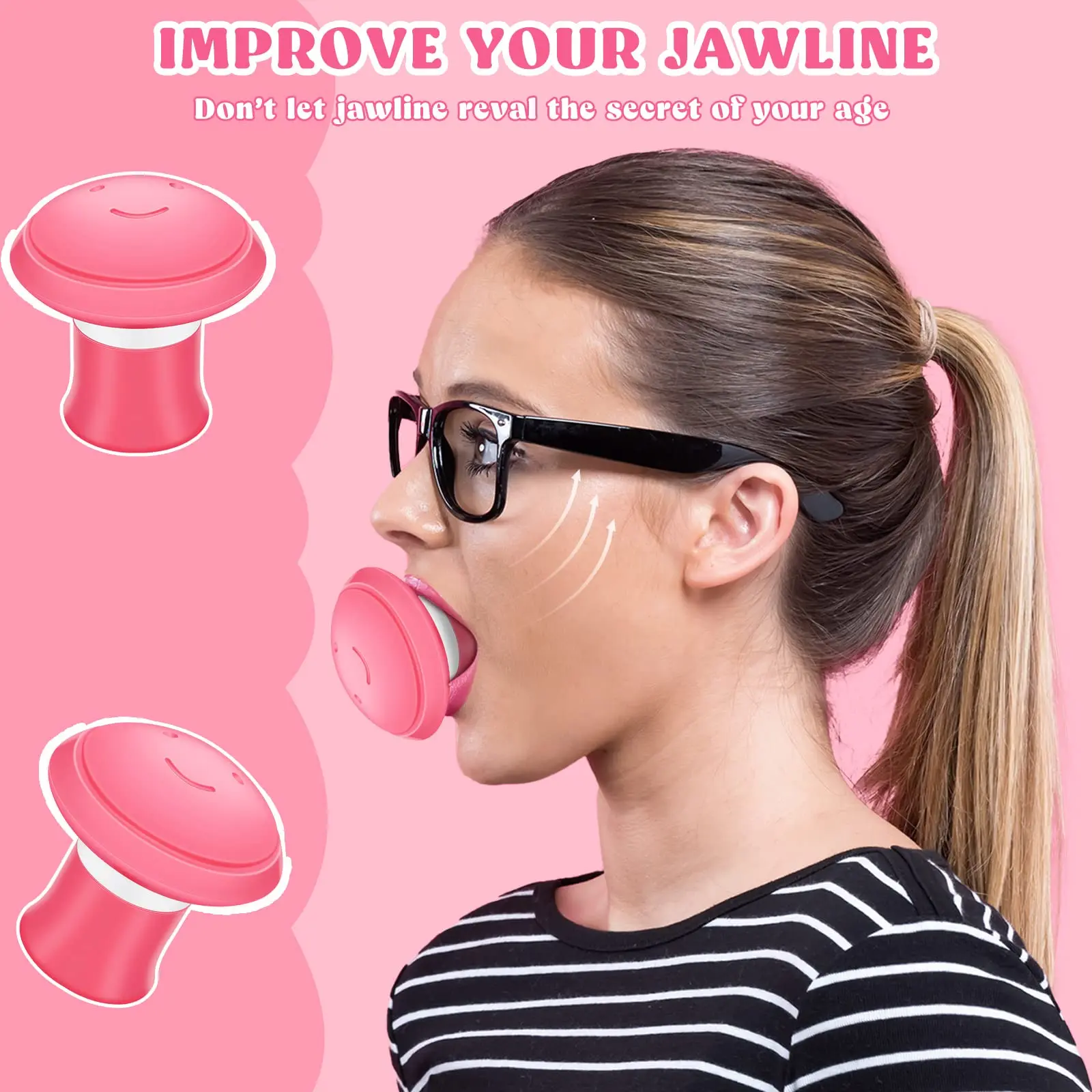 3PCS Silicone Facial Jawline Shaper Set, Gentle Daily Tightening Tool - Skin Firming, Anti-Wrinkle V-Shape Double Chin Slimmer, Mouth & Breathing Exercise Device for Versatile Use-BY, Use Abdominal Breathing, Shapes V-Shaped Face