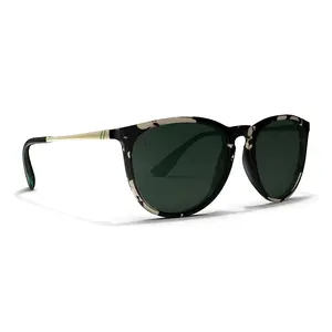 North Park Emerald | Blenders Eyewear | Women's Sunglasses – Gloss Black & Tortoise Frame, Gold Metal Temples, Green Lenses, UV 100% Protection, Small–Medium Fit