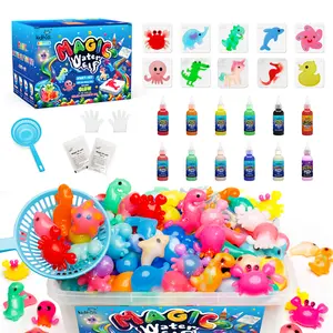 Kiditos Magic Water Elf Toy Kit with 12 Multi-Type Magic Gels & 10 Molds Aqua Fairy Water Gel Toys for Kids Squishy Maker Water Pets
