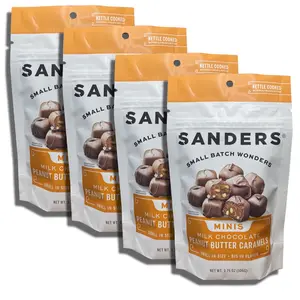 Sanders Small Batch Mini Milk Chocolate Peanut Butter Caramels | 3.75 Oz, 4 Pack