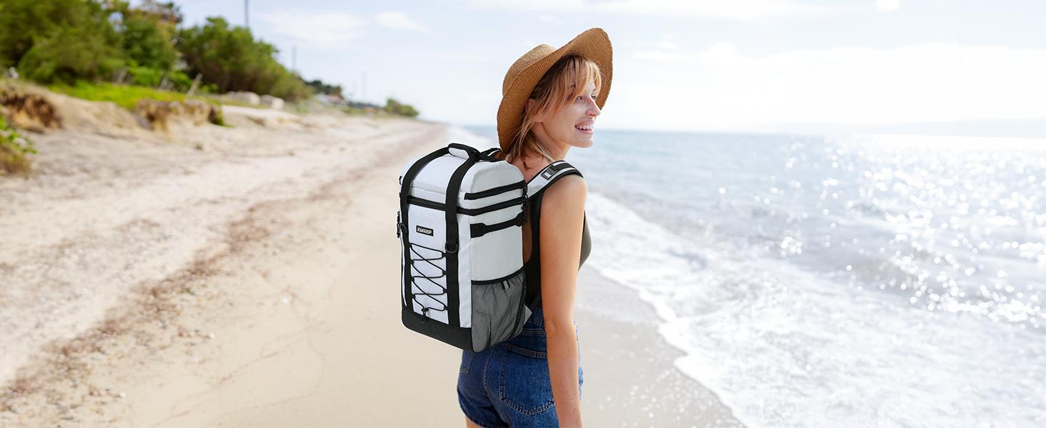 Cooler Backpack, 36 Cans Multifunctional Leakproof Cooler Backpack with Padded Top Handle, Mesh Pocket for Camping BBQ Lunch Picnic Hiking Fishing,Waterproof Ice Box Thermal Bag Insulated Travel