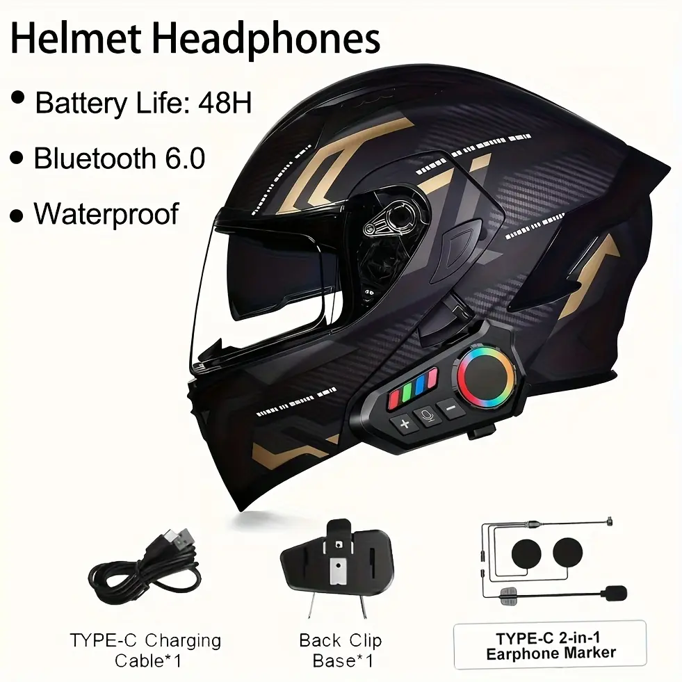Secure Sports Helmet Headphones - Comfortable-Fit Audio Accessory with Immersive Sound & Fun Element, Helmets, Moto Accessories, Bike Motorcycle Accessories