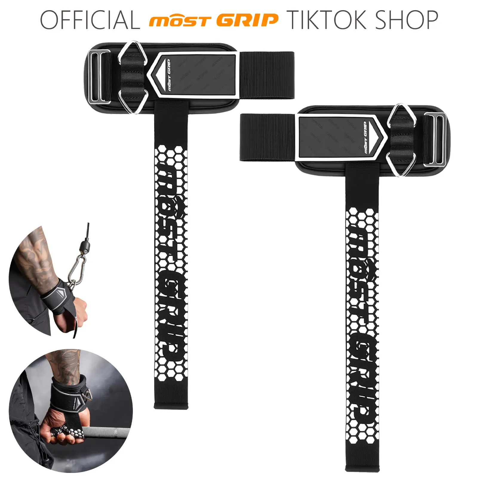 MOST GRIP Drip Glue Non-Slip Wrist Straps for Weightlifting, 2-in-1 Lifting Straps with D Rings for Cable Machine Workout, 10mm Neoprene Padded Wrist Wraps for Weight Lifting Deadlift