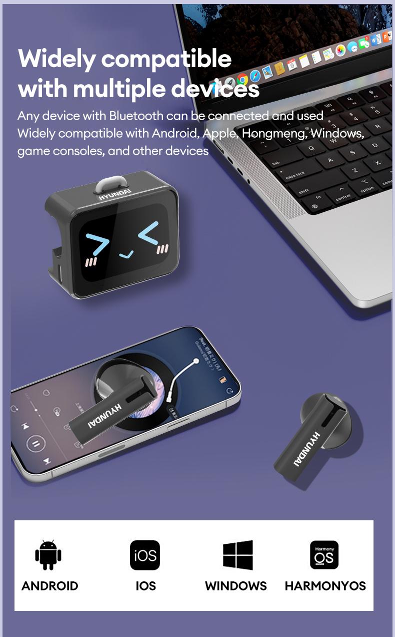 HYUNDAI C19 Multifunctional In-Ear Wireless Headphones with Bible Prayer App, Bluetooth 6.0, LED Smart Screen, Find Earbuds Anti-Loss Function, Hi-Fi Sound, Audio Earbuds for Music, Prayer & Calls, Ideal Gift for Men & Women, Compatible with Android & iOS