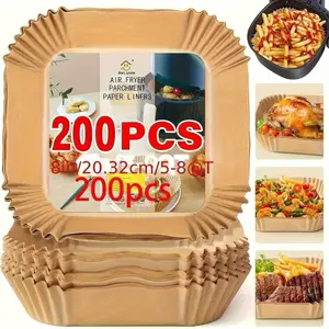 200 Air Fryer Lids - Non-stick, oil-resistant, high-quality air fryer liners with leak-proof design, featuring dedicated paper trays, ideal for healthy cooking and baking. Halloween Christmas