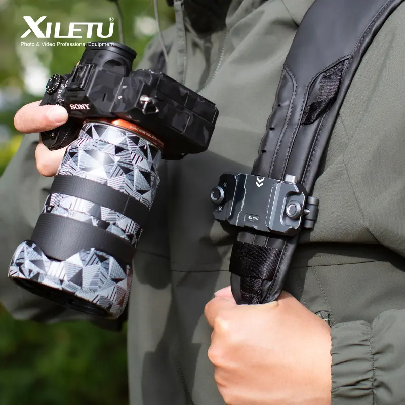 XILETU Camera Backpack Clip Quick Release Mount with Dual Safety Lock, Aluminum Alloy Camera Strap Clip for DSLR & Mirrorless Cameras