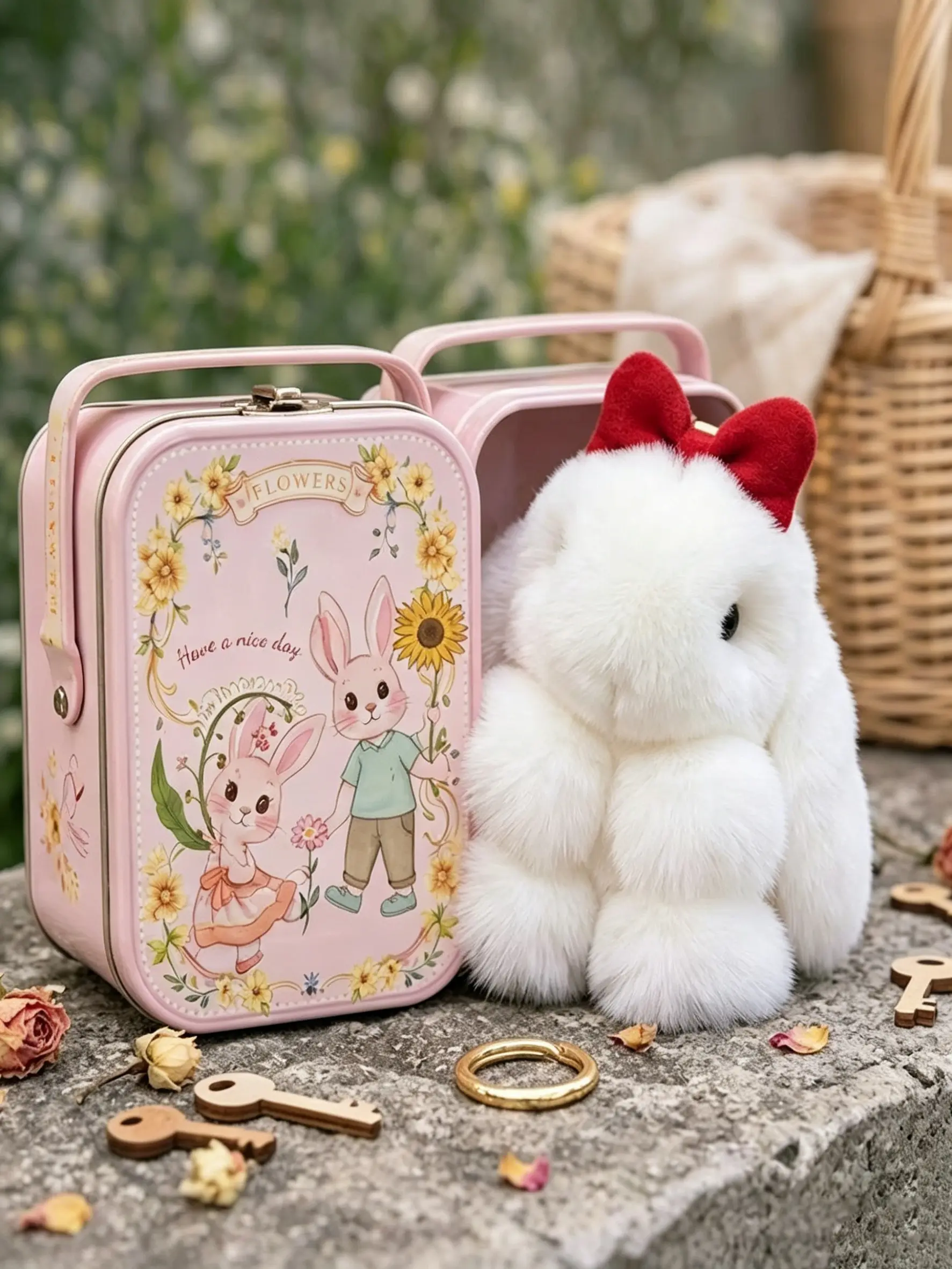 Lop-Eared Rabbit Bag Charm Gift Box Set, Cute Bag Pendant, Soft Imitation Rabbit Fur, 3D Shape, Childlike Print, Fairy Tale Feel, Holiday & Kids Gifts, Bag Charms For Handbags, Purse Charms